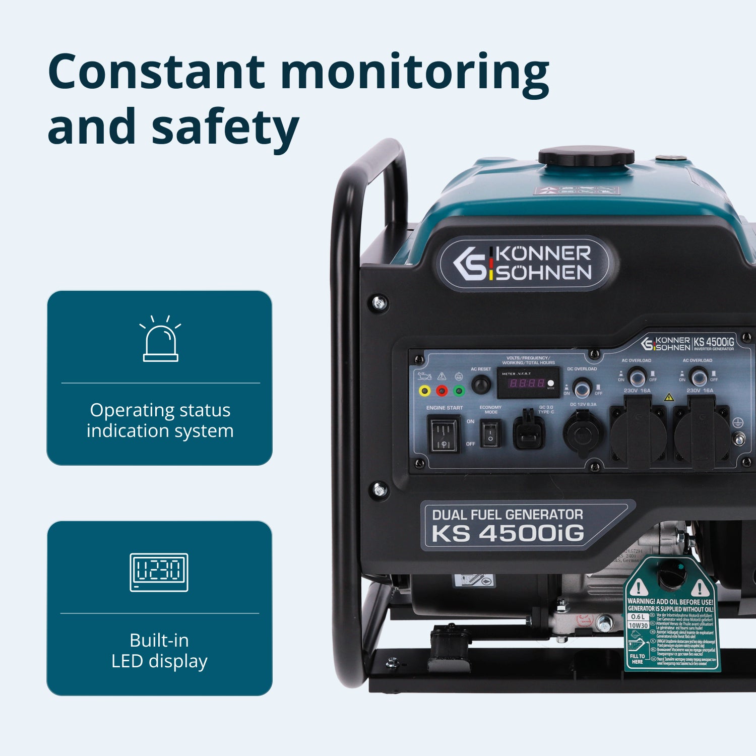 Dubbelt bränsle invertergenerator KS 4500iG