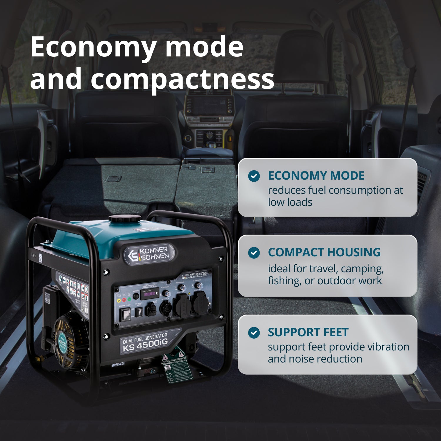 Dubbelt bränsle invertergenerator KS 4500iG