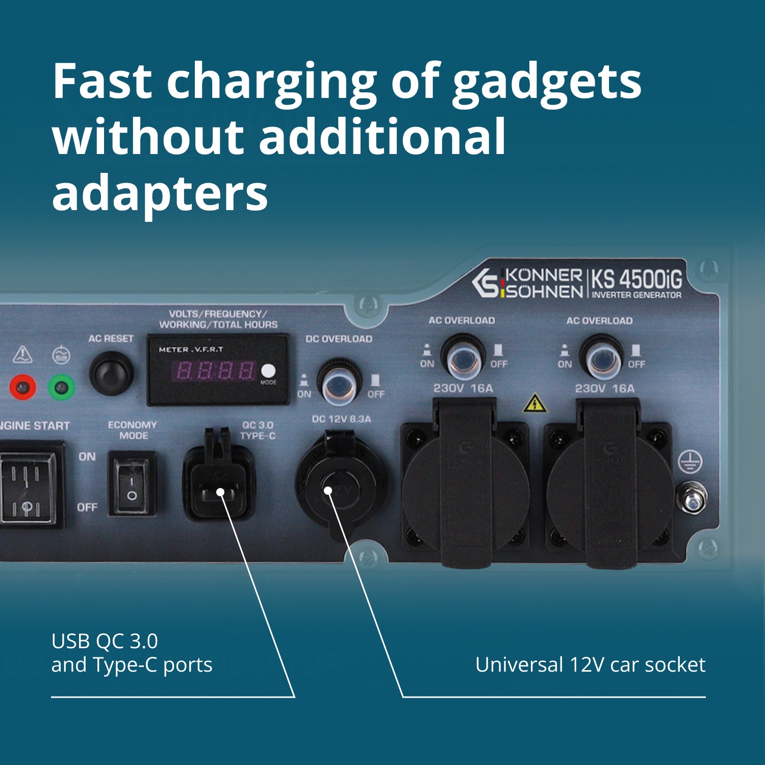 Dubbelt bränsle invertergenerator KS 4500iG