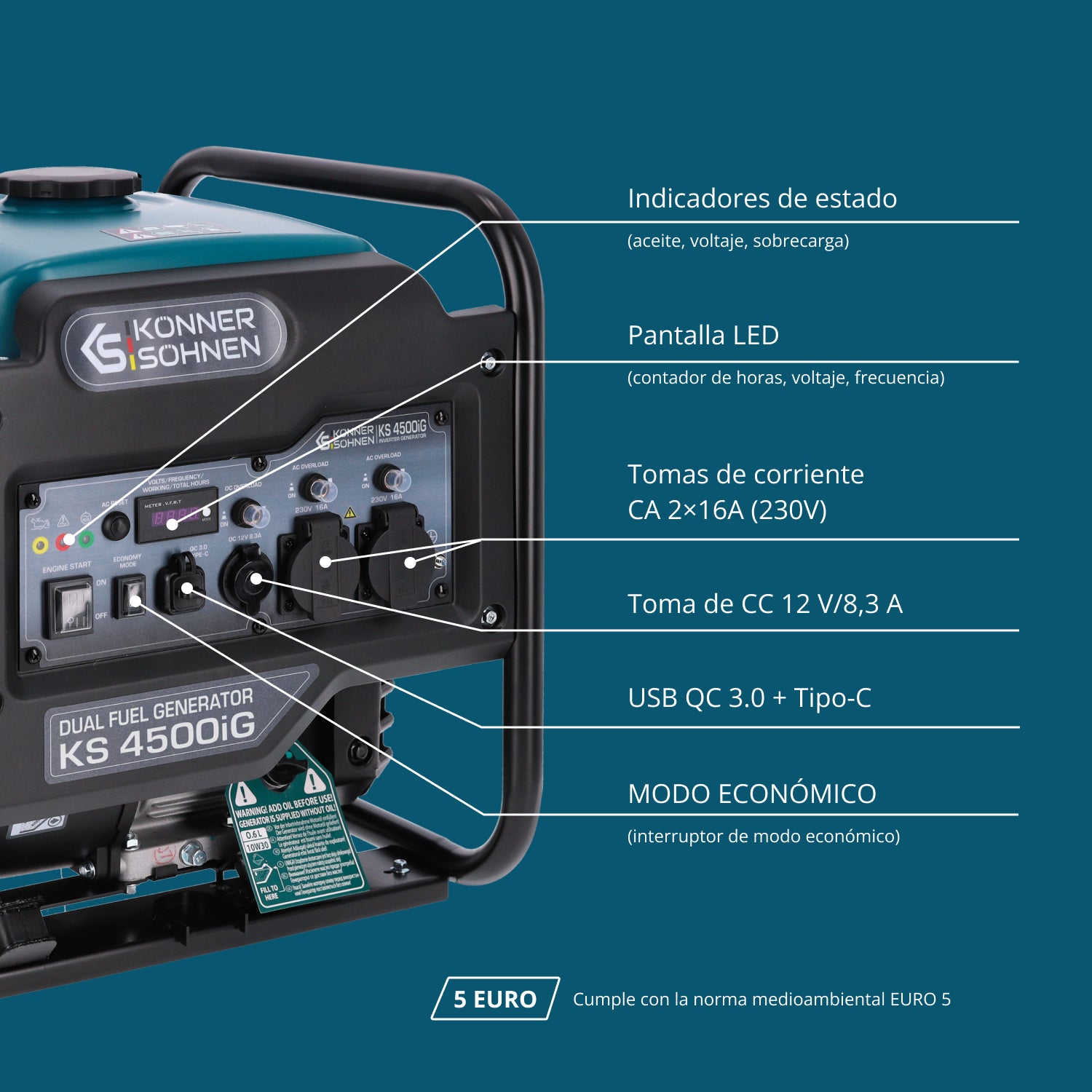 Generador inverter de doble combustible KS 4500iG