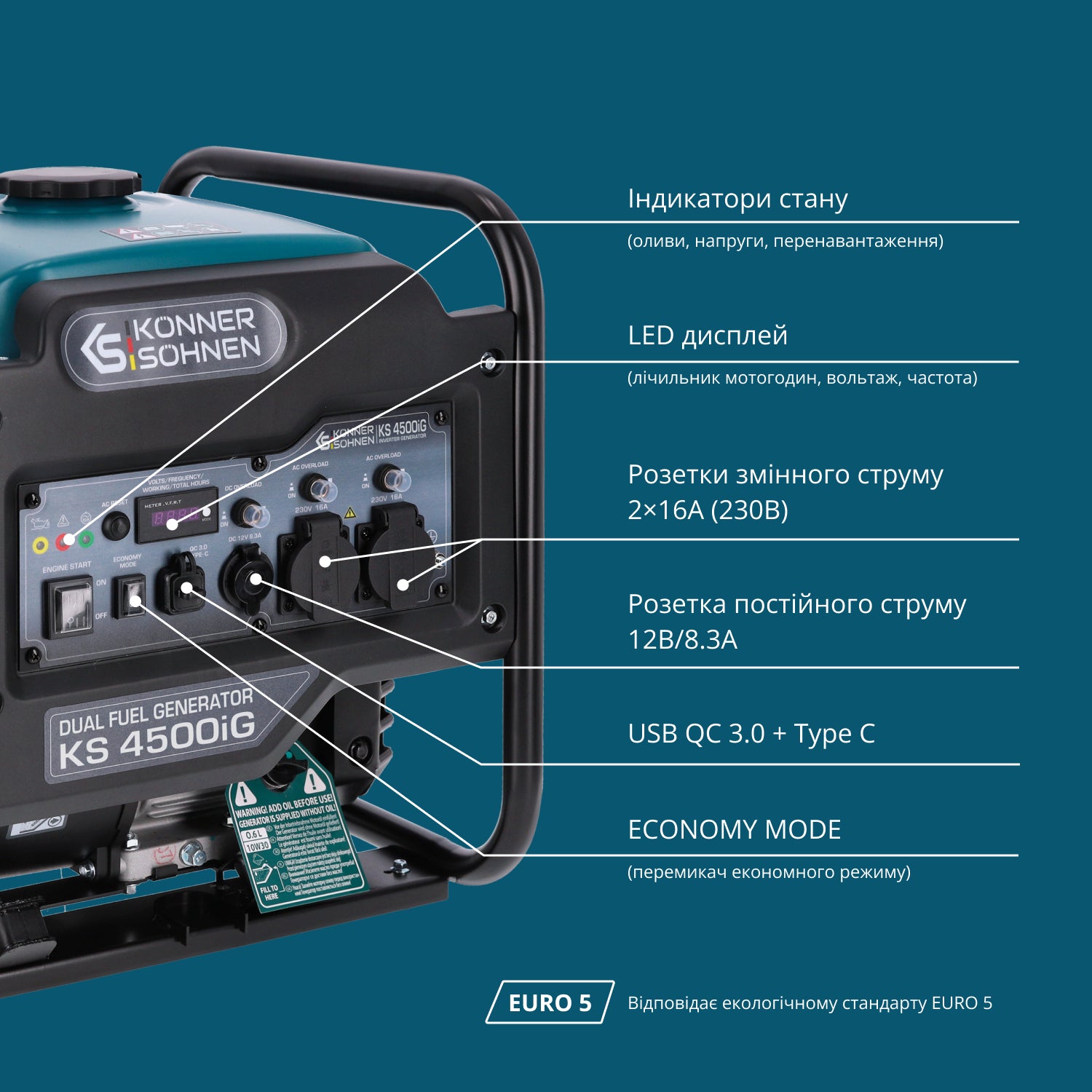 Двопаливний  інверторний генератор KS 4500iG