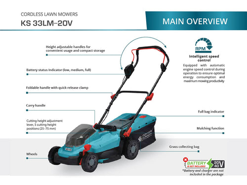 Cordless lawn mower KS 33LM-20V