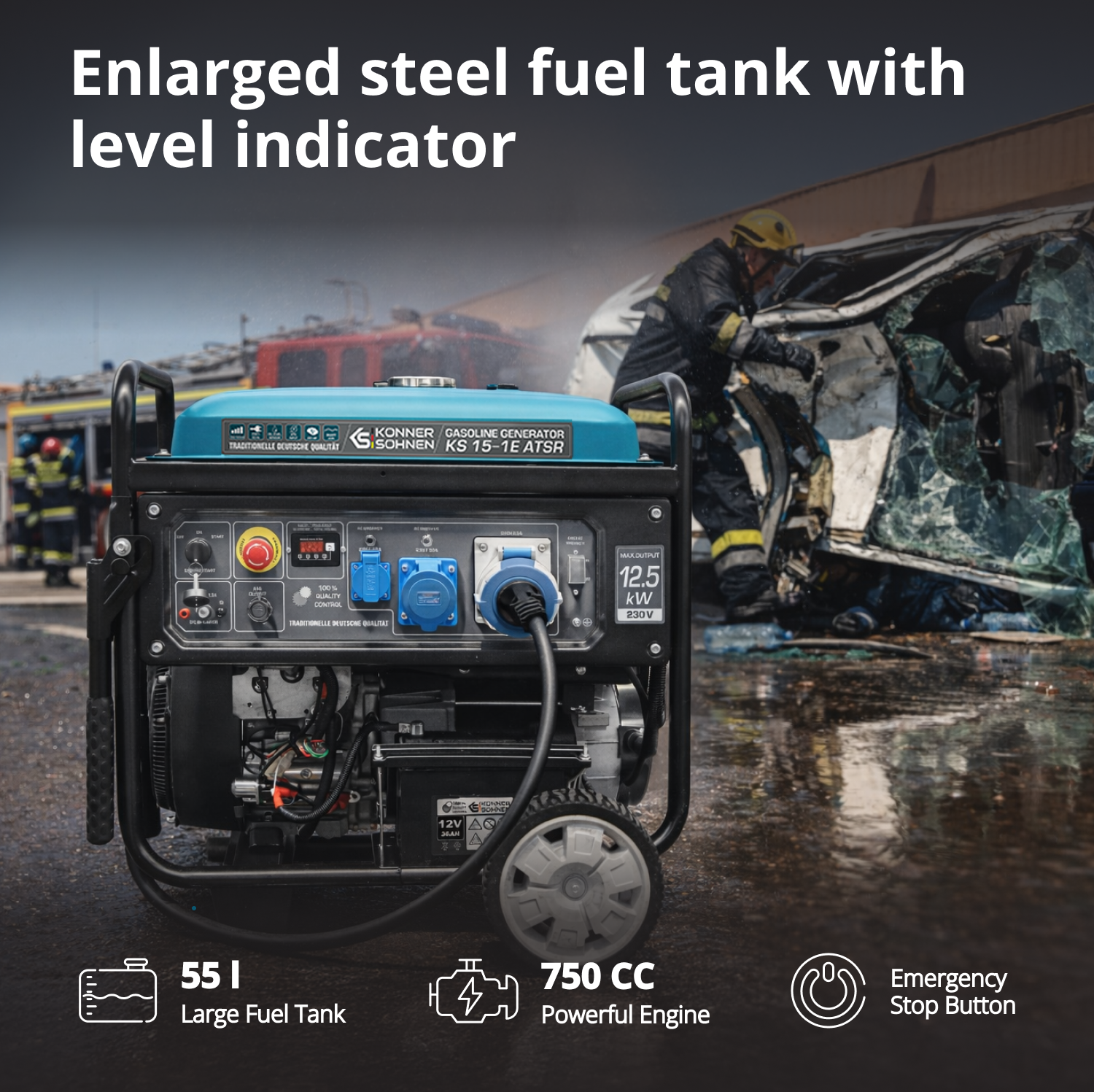 Benzingenerátor „Könner & Söhnen” KS 15-1E ATSR