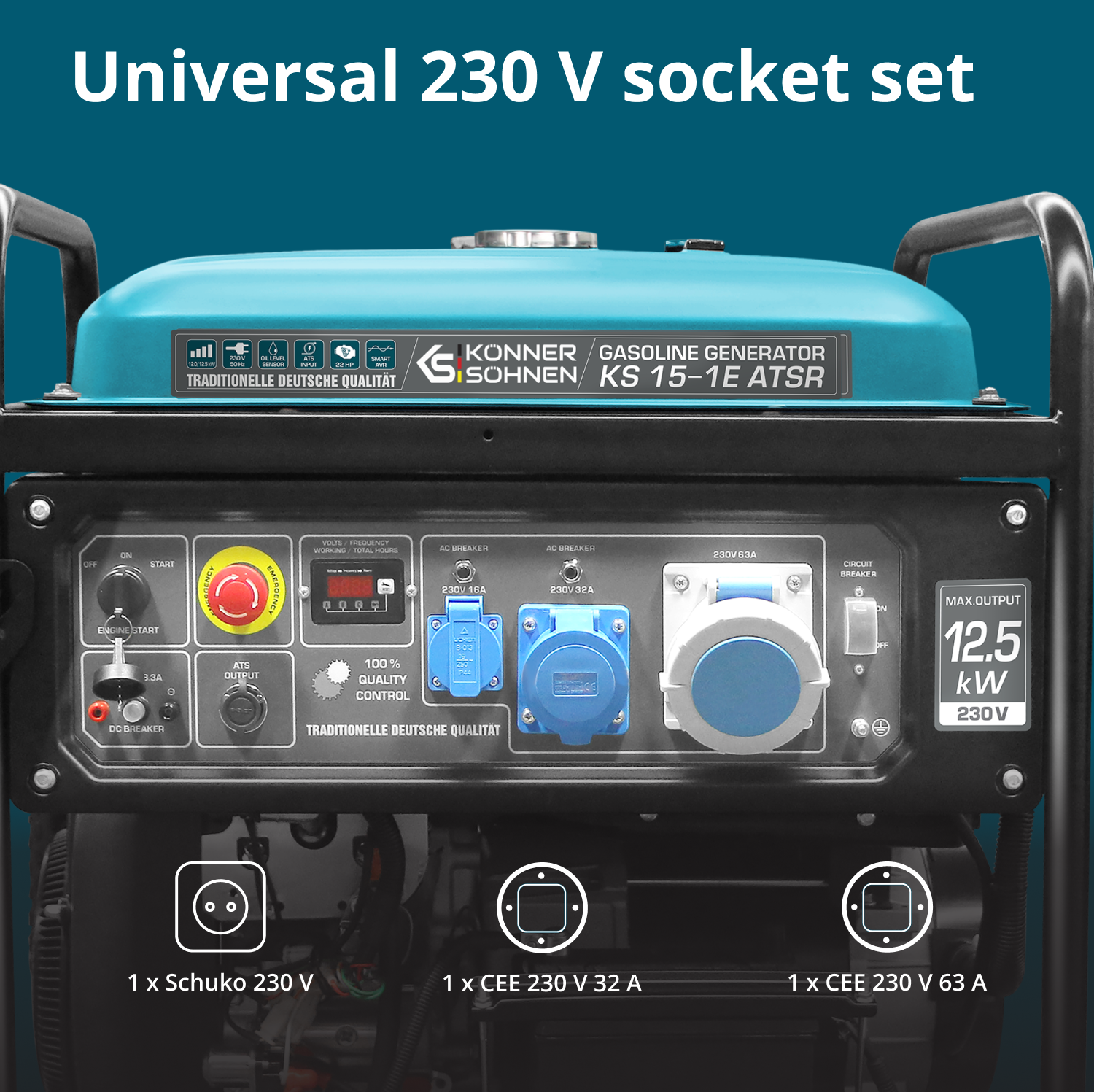 Benzingenerátor „Könner & Söhnen” KS 15-1E ATSR