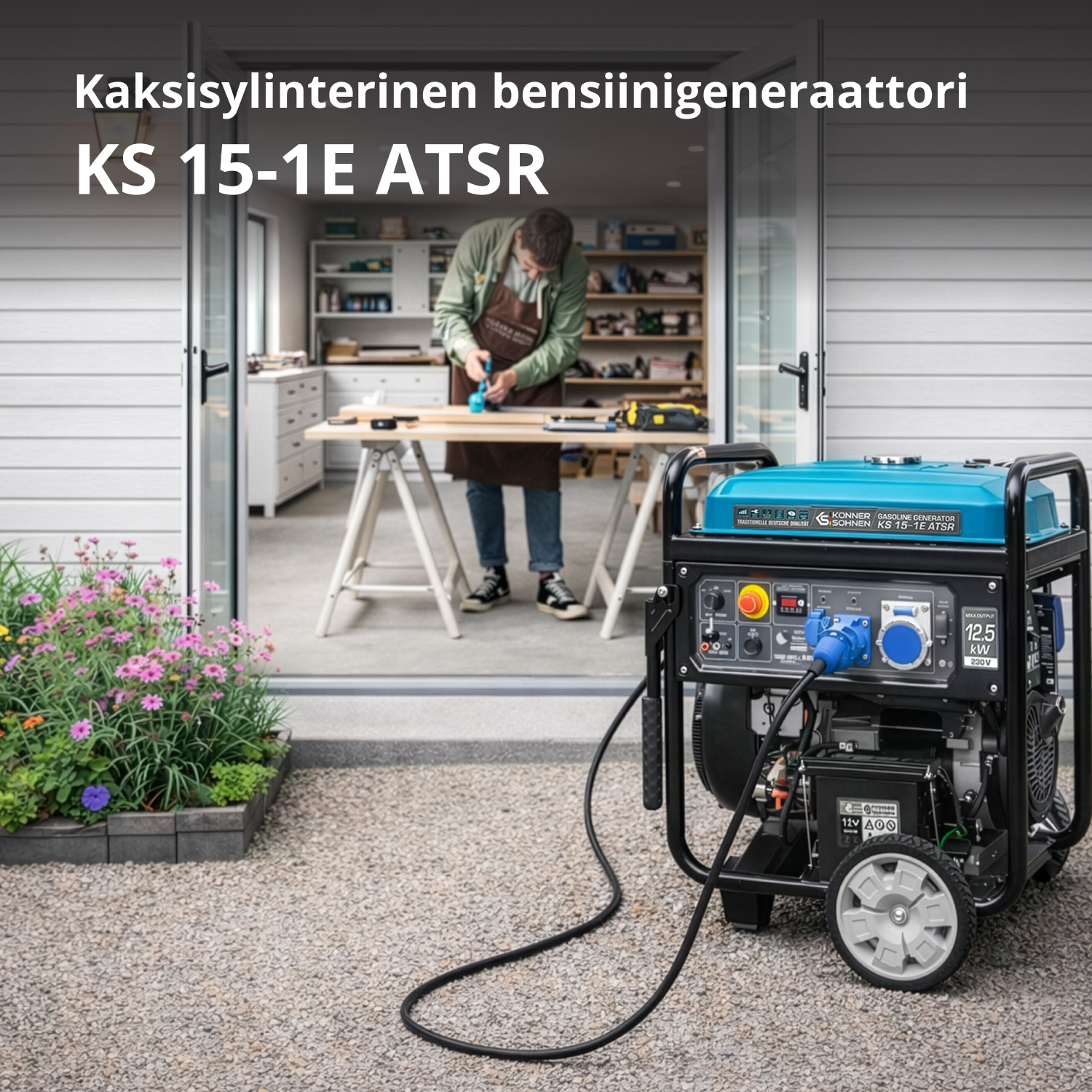 Bensiinikäyttöinen generaattori 'Könner & Söhnen' KS 15-1E ATSR