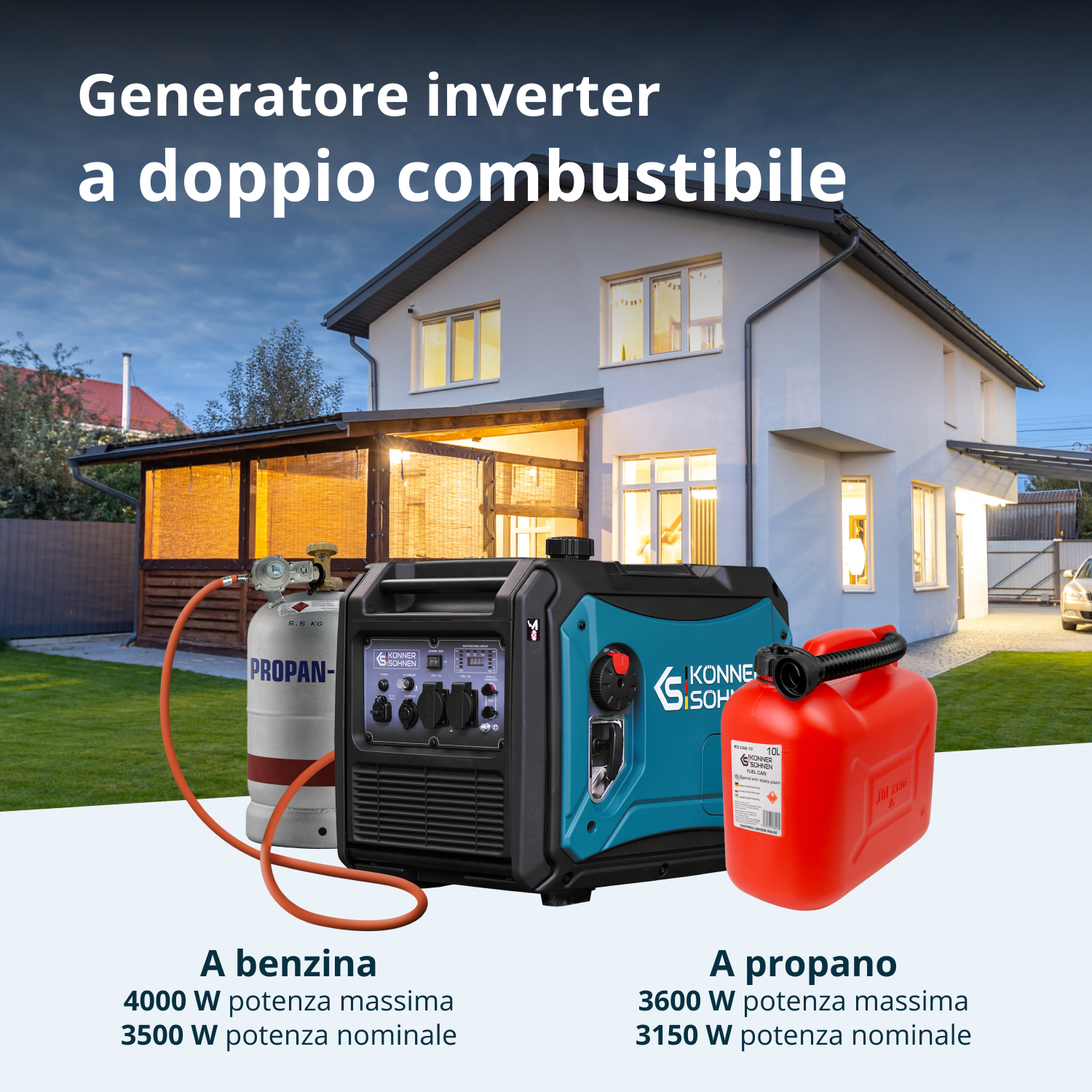 Generatore inverter a GPL/Benzina KS 4000iEG S