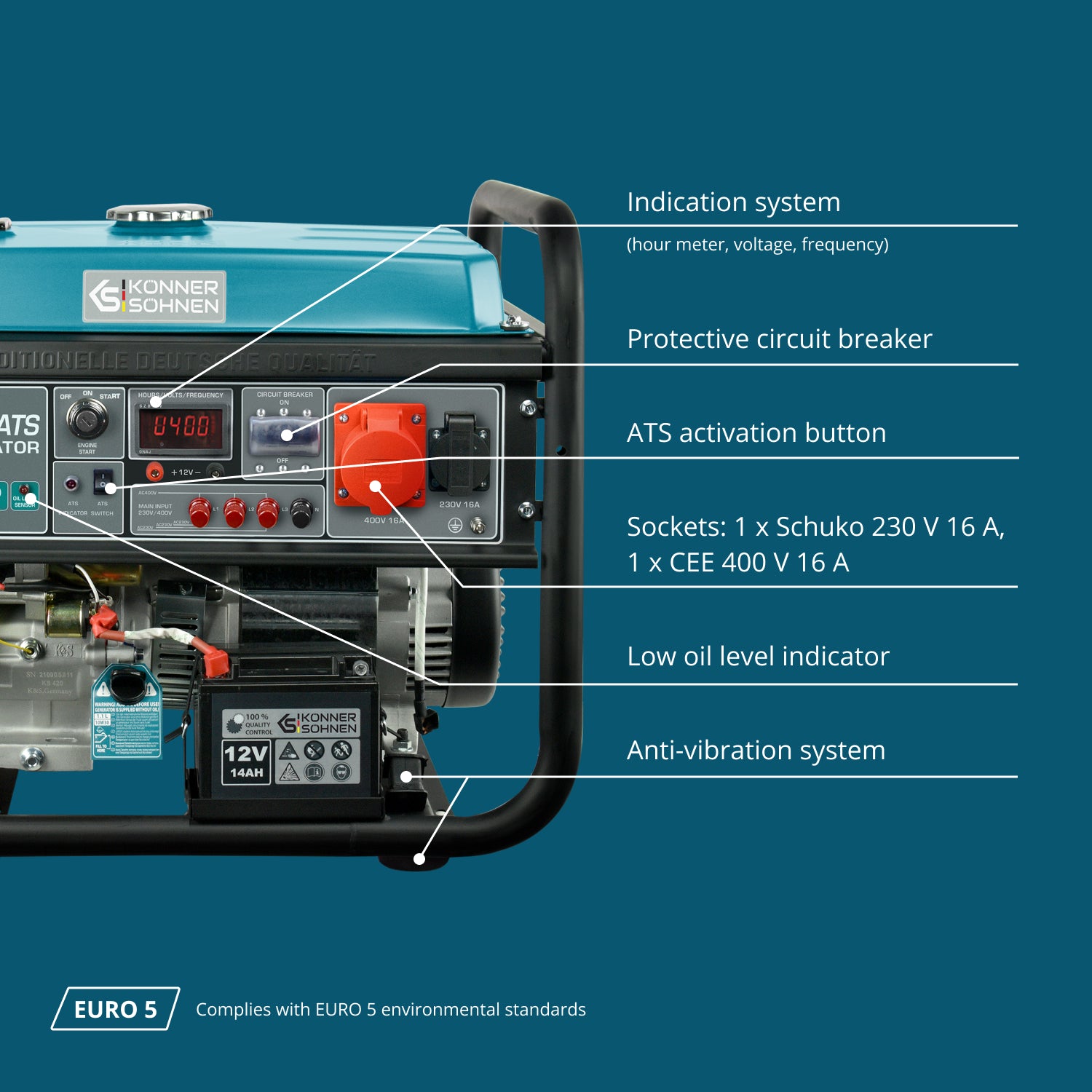 Benzinski generator „Könner & Söhnen“ KS 10000E-3 ATS