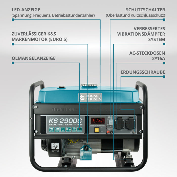 LPG/Benzin-Generator "Könner & Söhnen" KS 2900G