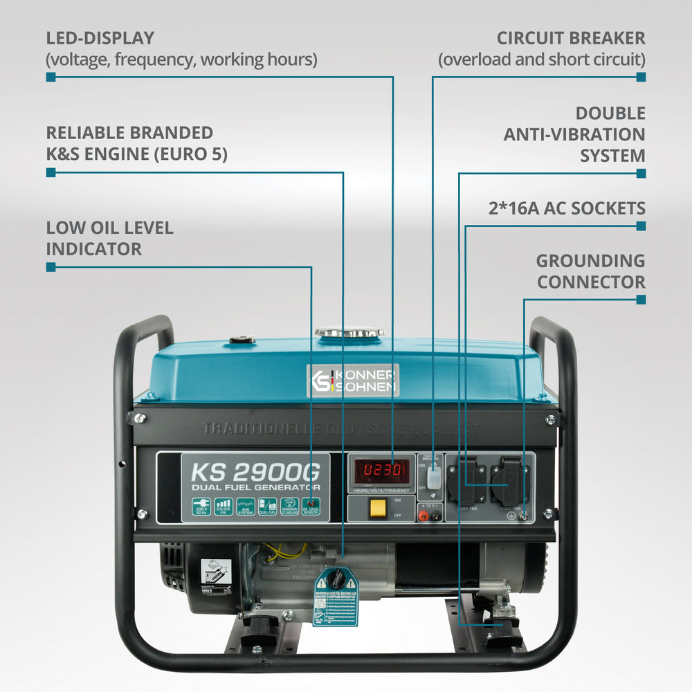 LPG/Benzínový generátor „Könner & Söhnen“ KS 2900G