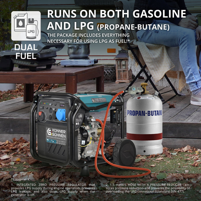 Generador inverter híbrido de gas/gasolina KS 8100iEG