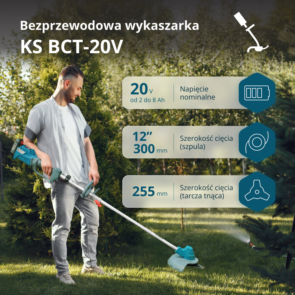 Bezprzewodowa wykaszarka i podkaszarka KS BCT-20V
