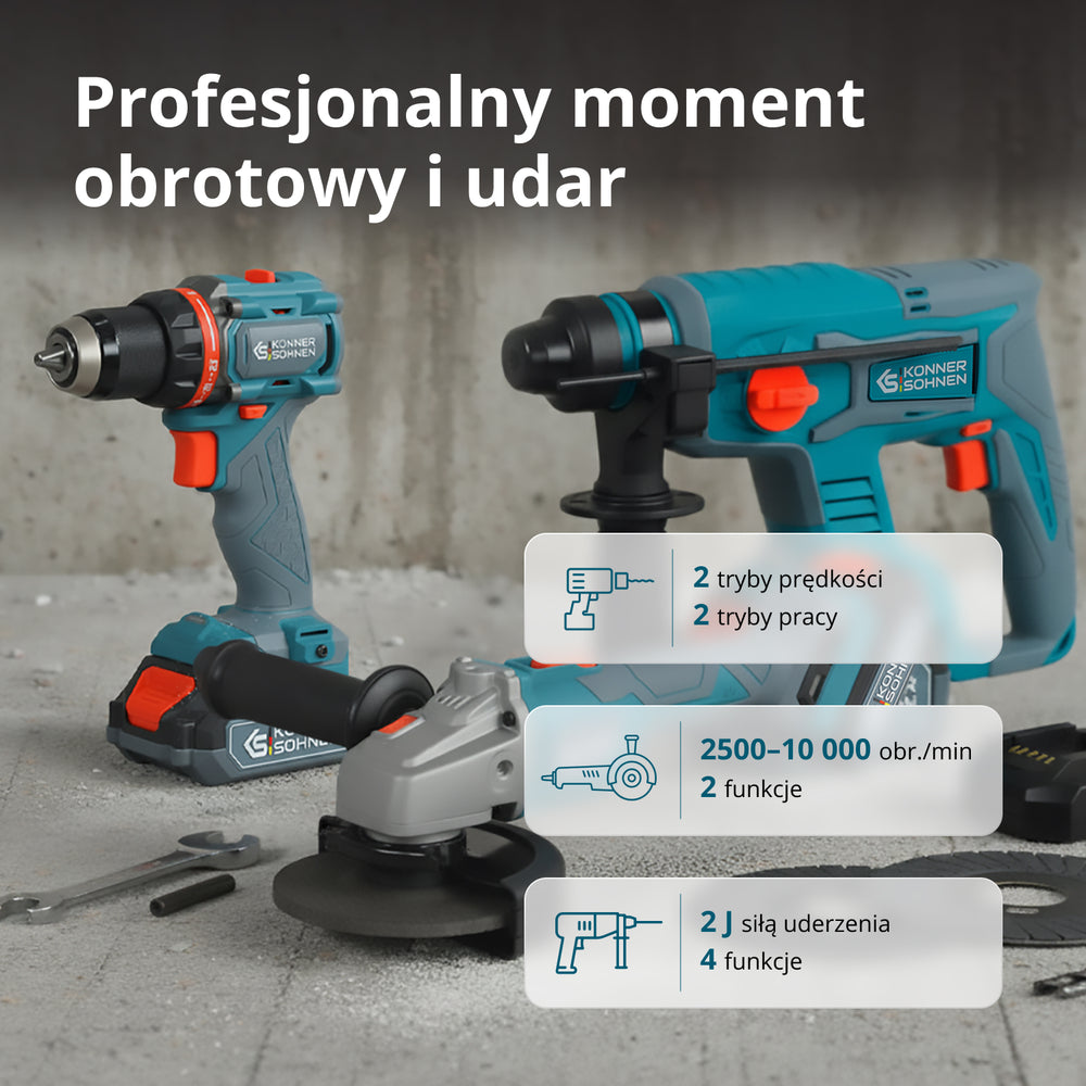 Bezprzewodowy Zestaw Majsterkowicza 3-w-1 KS RHAGD 20V SET 3 PLUS