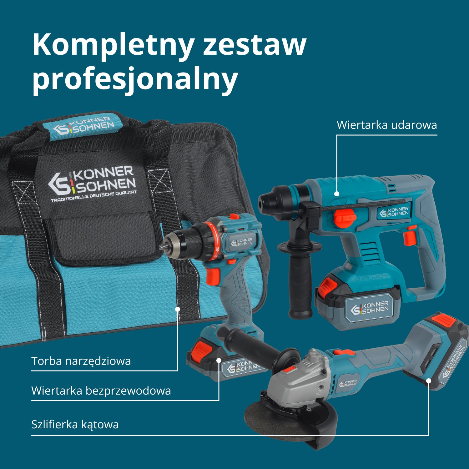 Bezprzewodowy Zestaw Majsterkowicza 3-w-1 KS RHAGD 20V SET 3