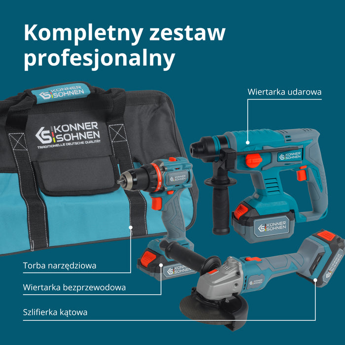 Bezprzewodowy Zestaw Majsterkowicza 3-w-1 KS RHAGD 20V SET 3 PLUS