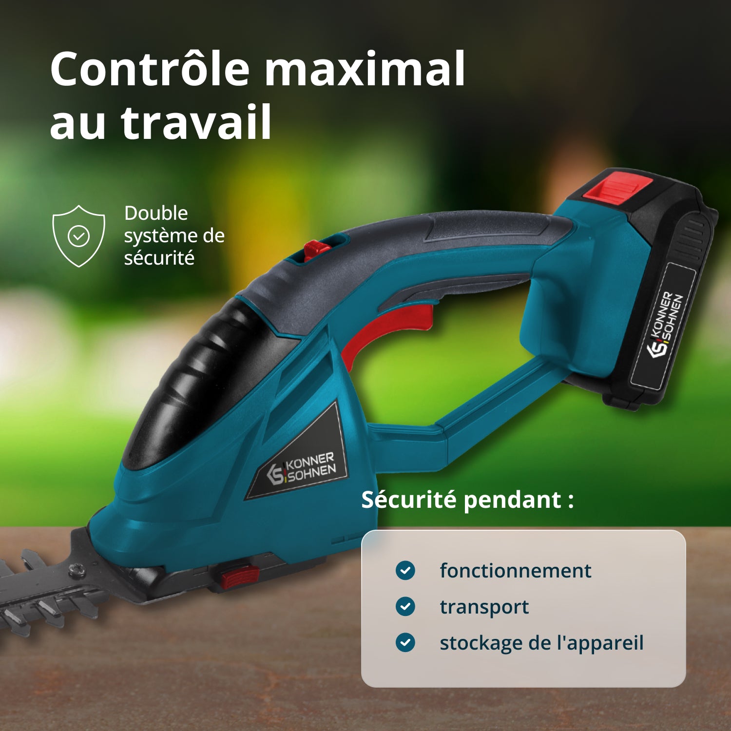 Taille-haie et cisaille à gazon 2 en 1 sans fil avec manche télescopique KS SHT-20V + Extension Pole