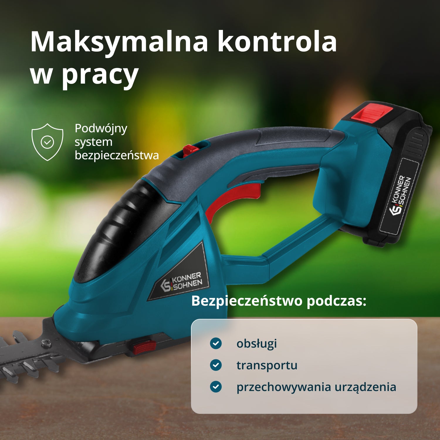 Akumulatorowe nożyce do trawy i żywopłotu 2 w 1 z przedłużaczem teleskopowym KS SHT-20V + Extension Pole