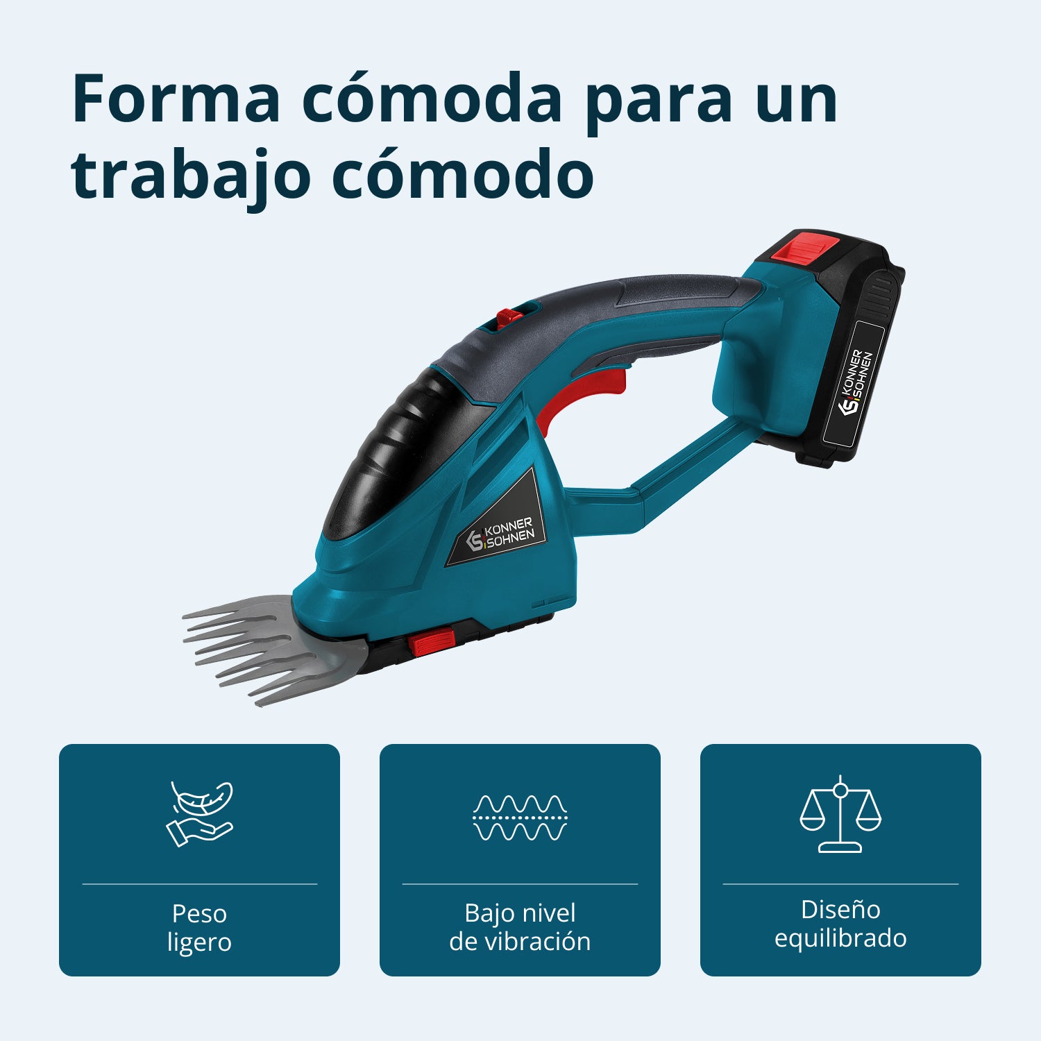 Tijeras de césped y cortasetos 2 en 1 inalámbricas con poste de extensión telescópico KS SHT-20V + Extension Pole