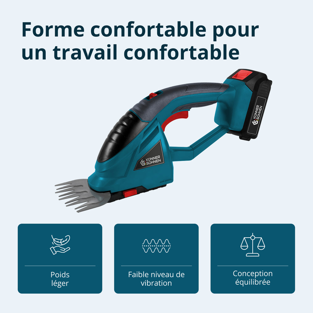 Taille-haie et cisaille à gazon 2 en 1 sans fil avec manche télescopique KS SHT-20V + Extension Pole