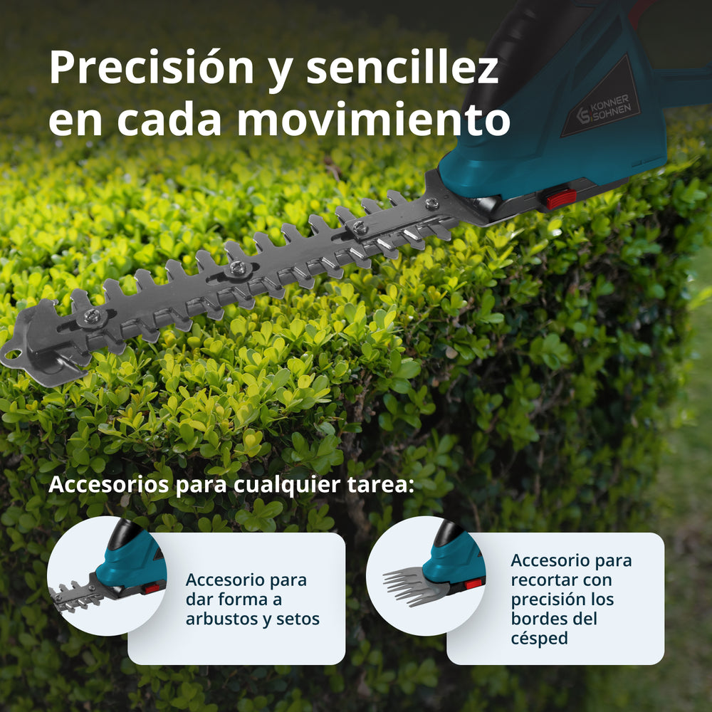 Tijeras de césped y cortasetos 2 en 1 inalámbricas con poste de extensión telescópico KS SHT-20V + Extension Pole