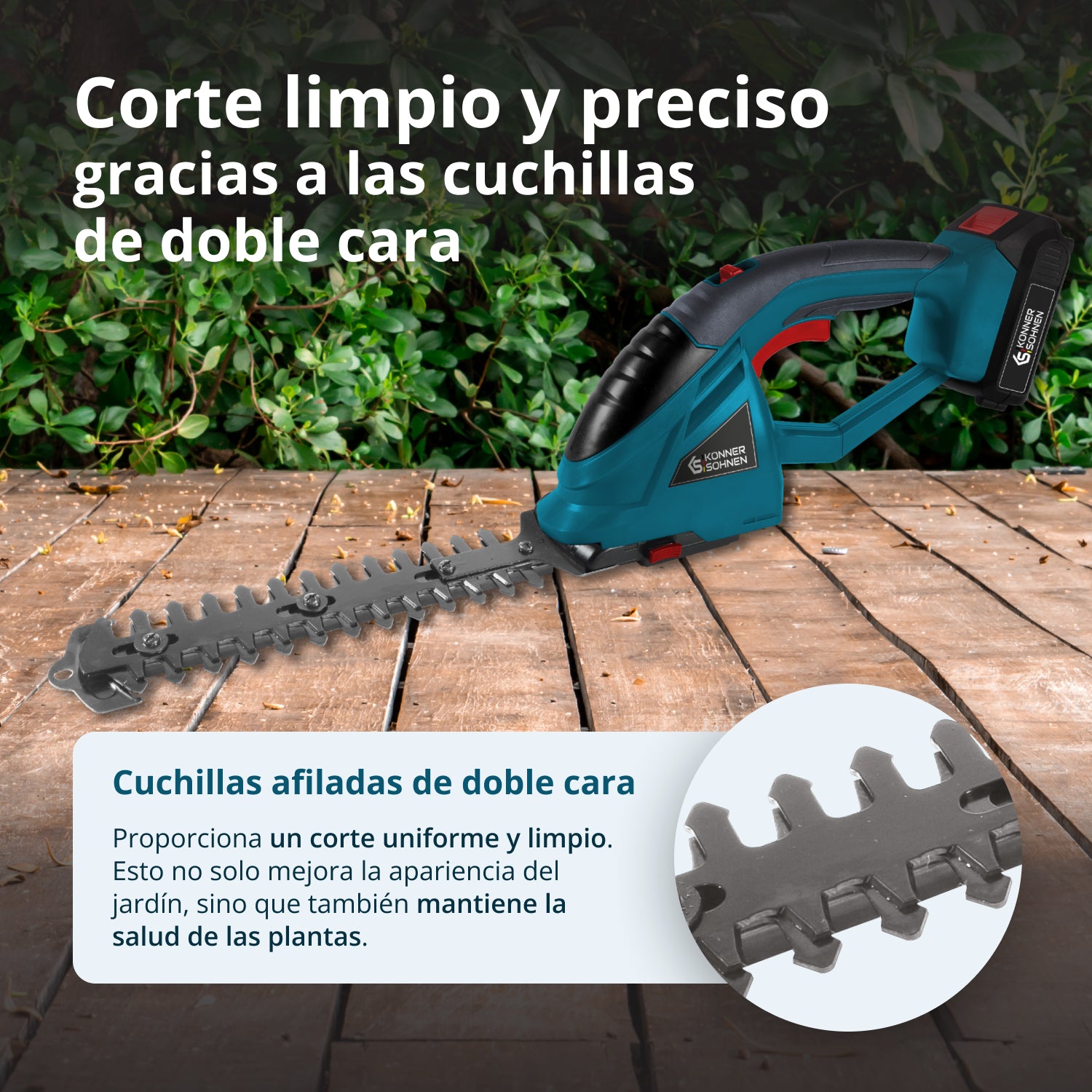Tijeras de césped y cortasetos 2 en 1 inalámbricas con poste de extensión telescópico KS SHT-20V + Extension Pole
