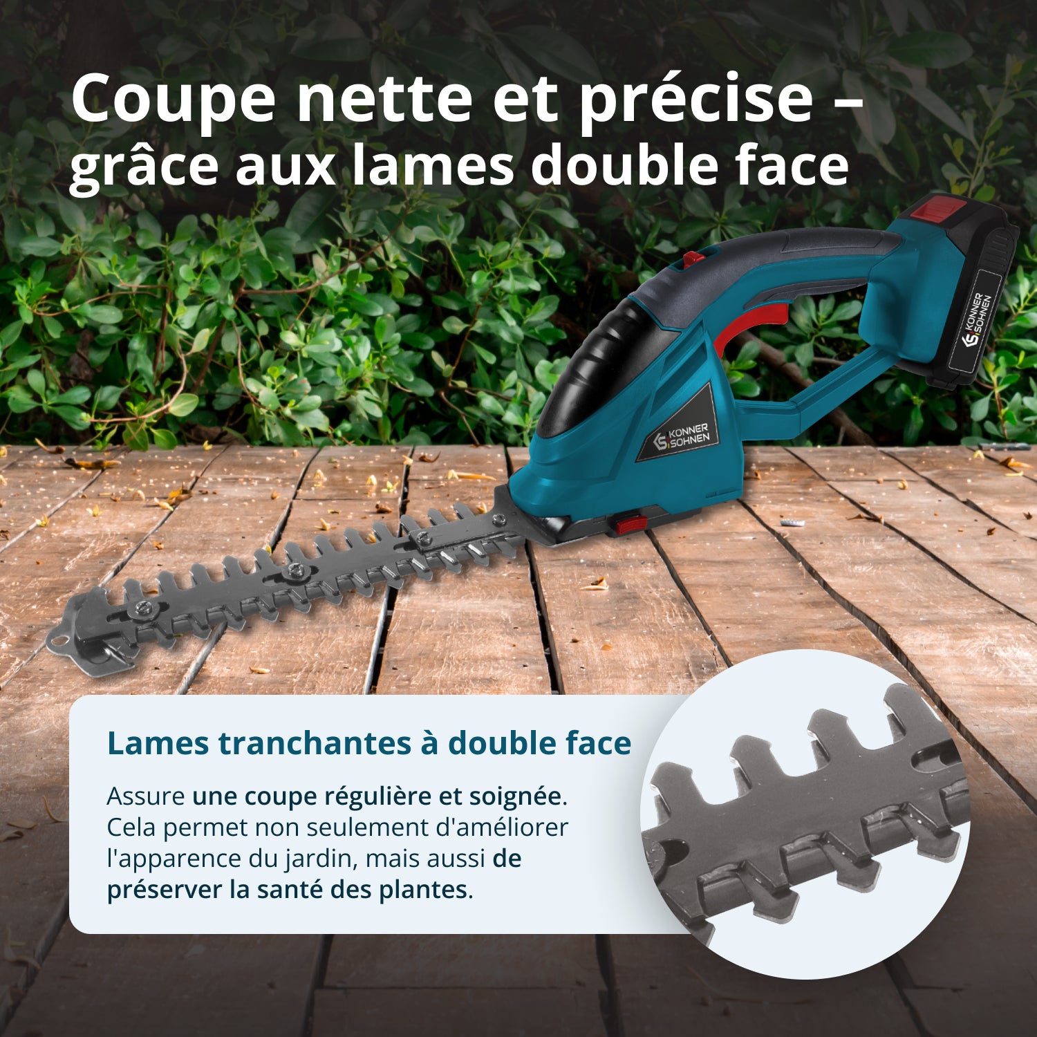 Taille-haie et cisaille à gazon 2 en 1 sans fil avec manche télescopique KS SHT-20V + Extension Pole