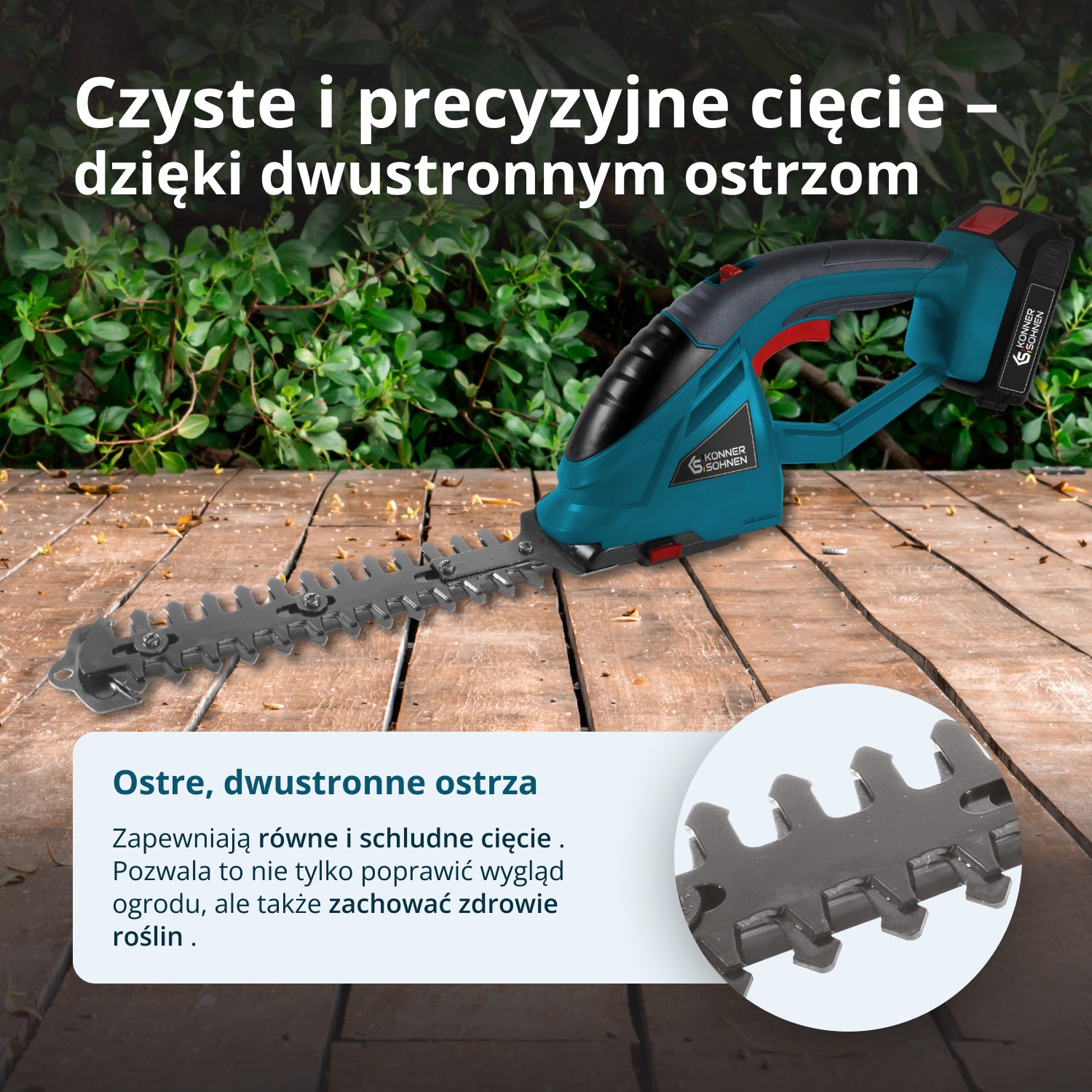 Akumulatorowe nożyce do trawy i żywopłotu 2 w 1 z przedłużaczem teleskopowym KS SHT-20V + Extension Pole