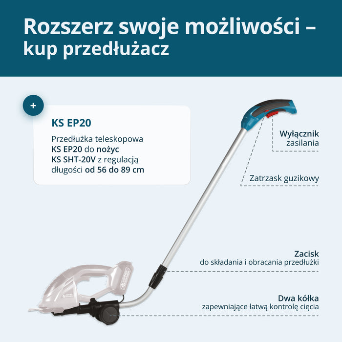 Akumulatorowe nozyce do trawy i Zywoptotu 2 w 1 KS SHT-20V