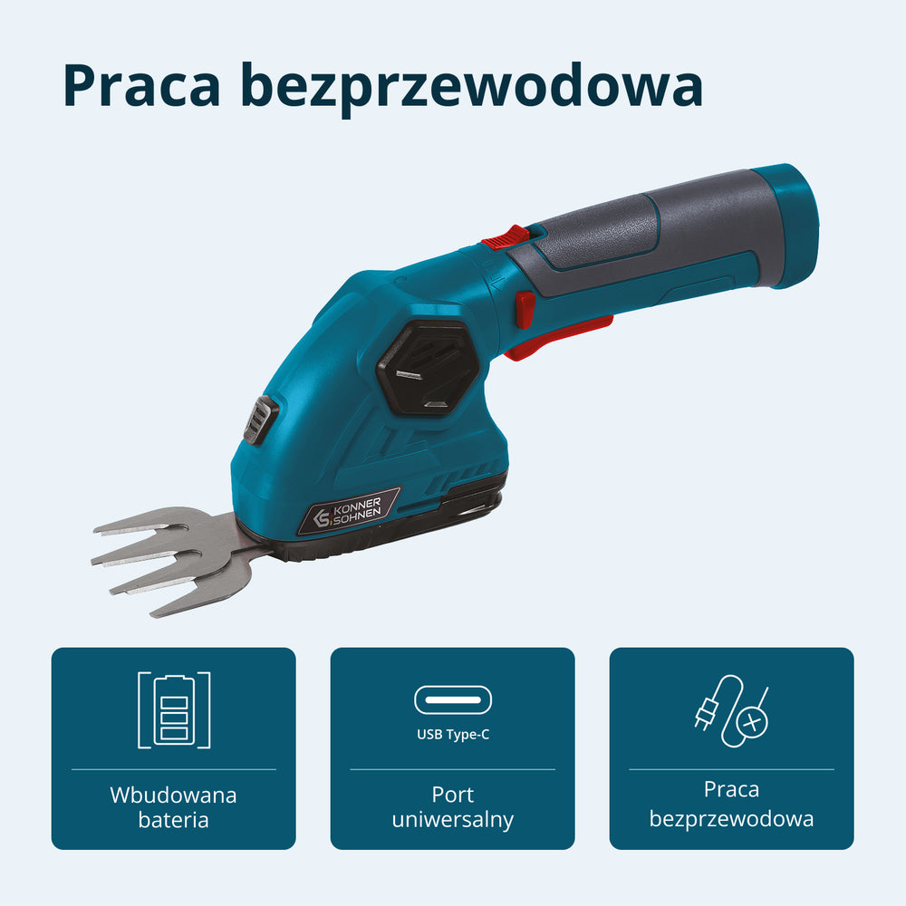 Akumulatorowe nożyce do trawy i żywopłotu 2 w 1 z przedłużaczem teleskopowym KS SHT-8V + Extension Pole