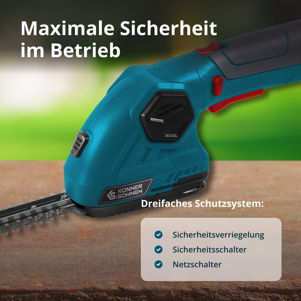Akku-Gras- und Heckenschere 2 in 1 mit Verlängerungsgriff KS SHT-8V + Extension Pole