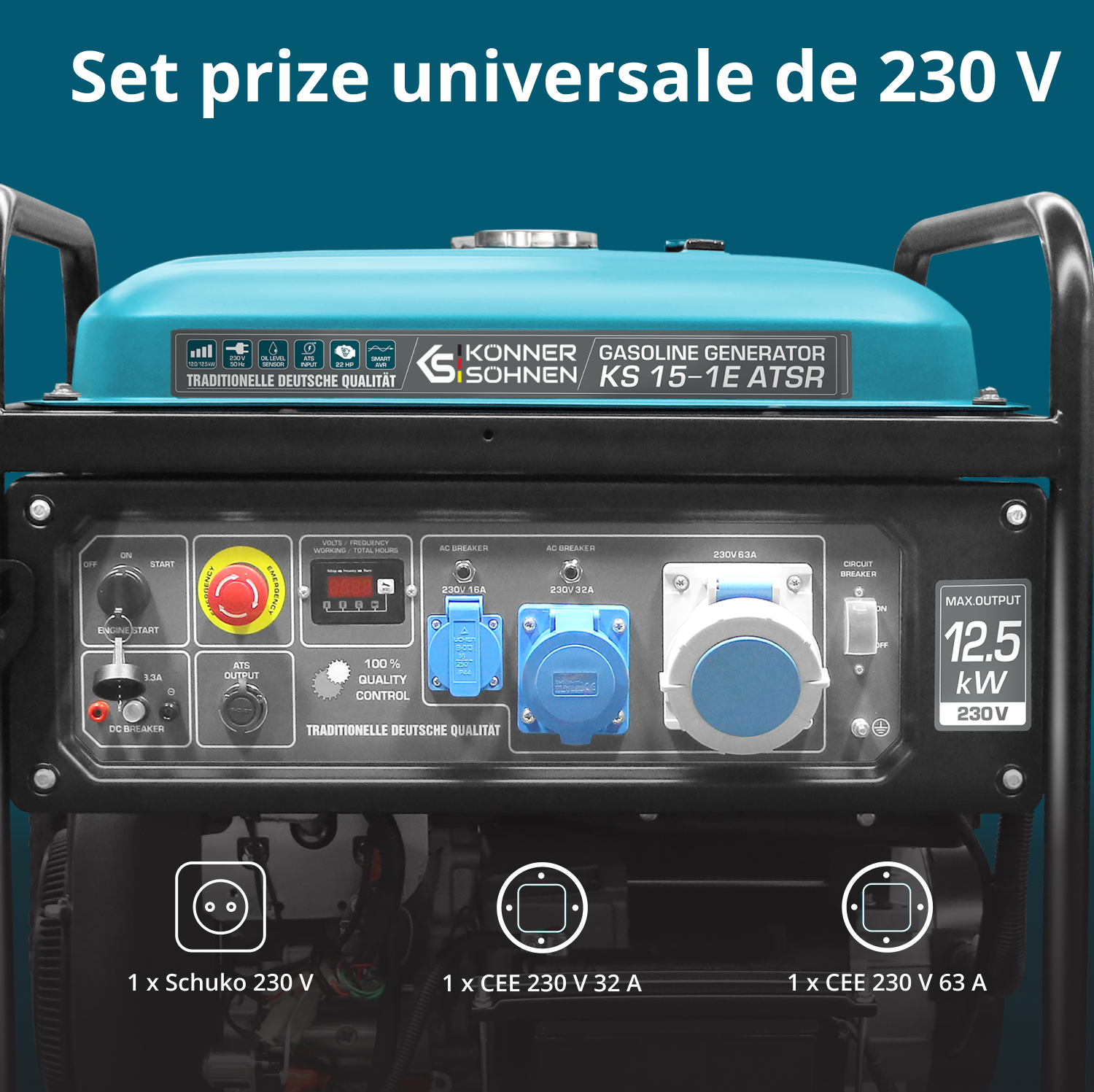 Generator pe benzină „Könner & Söhnen” KS 15-1E ATSR