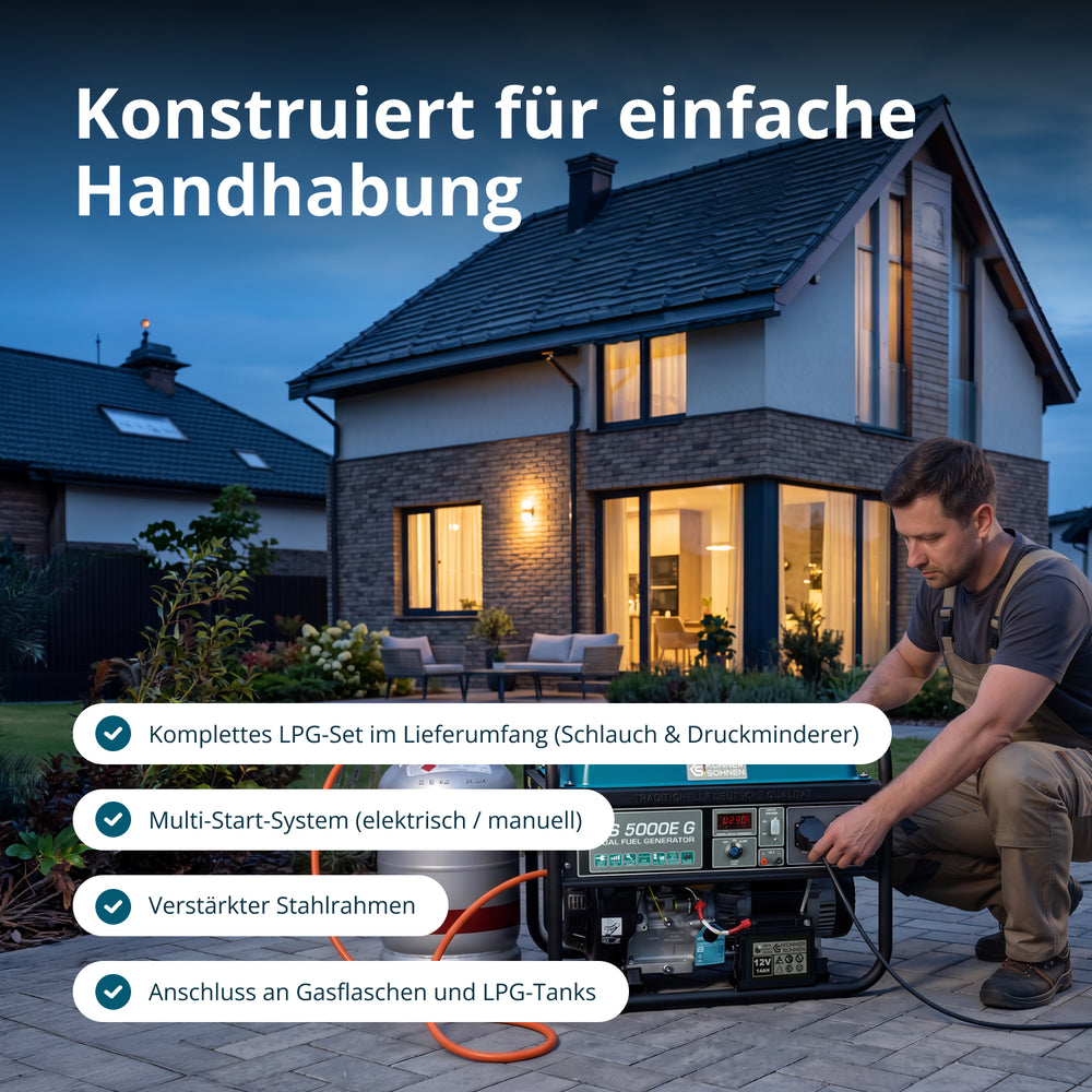 LPG/Benzin-Generator "Könner & Söhnen" KS 5000E G