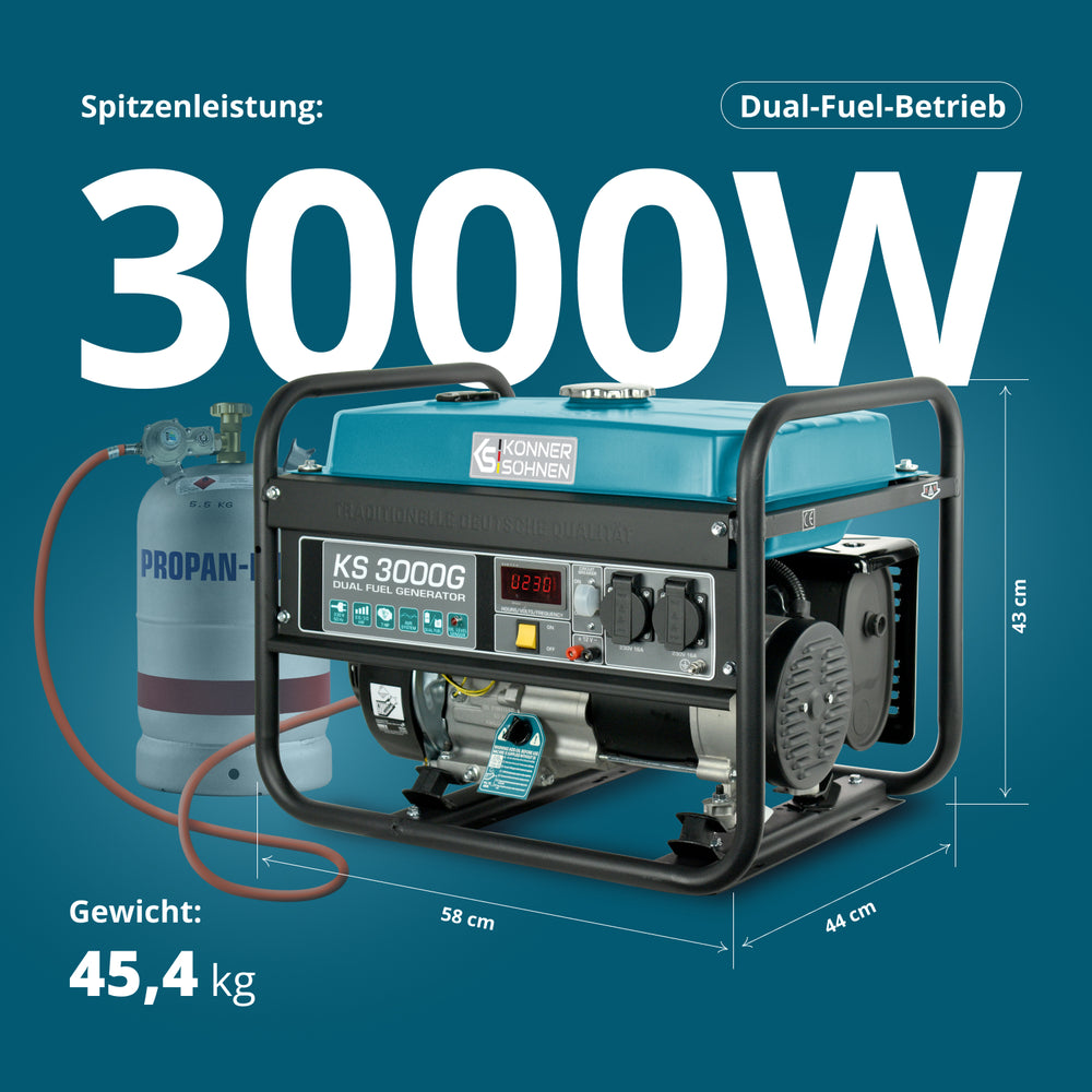 LPG/Benzin-Generator "Könner & Söhnen" KS 3000G
