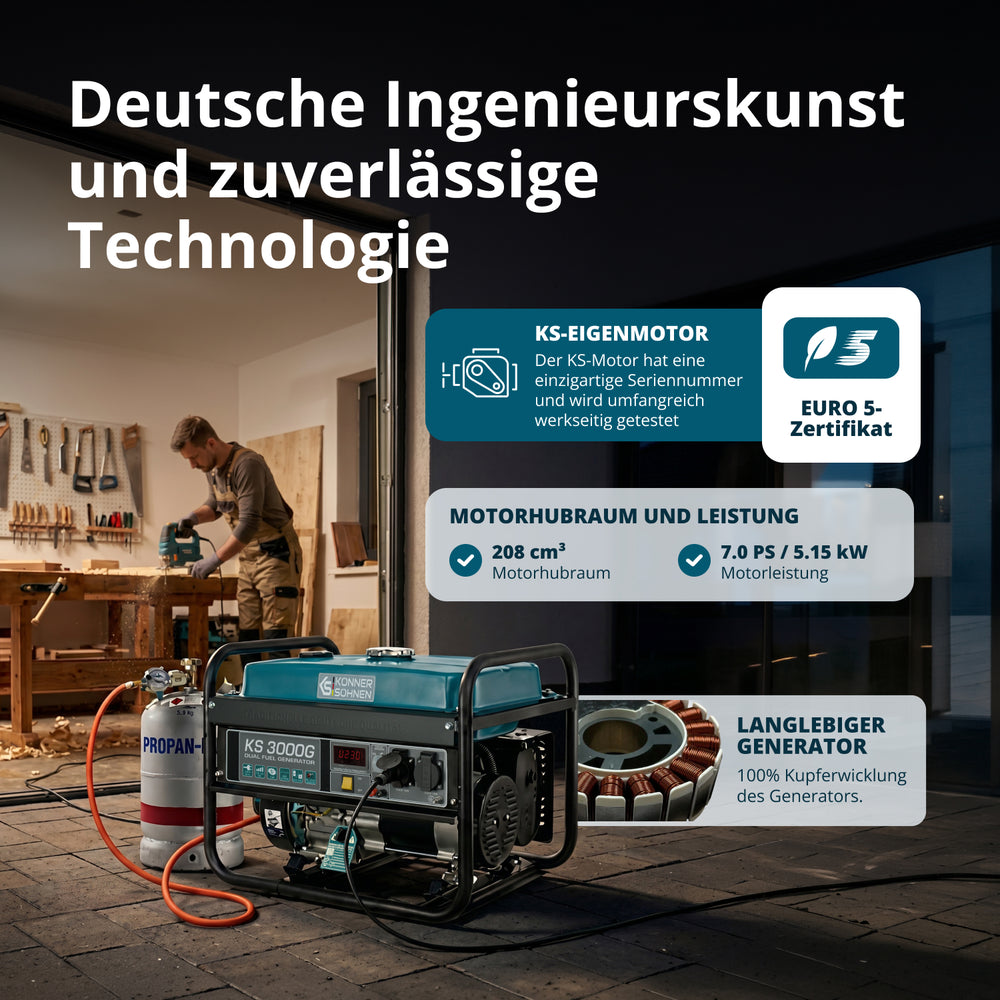 LPG/Benzin-Generator "Könner & Söhnen" KS 3000G