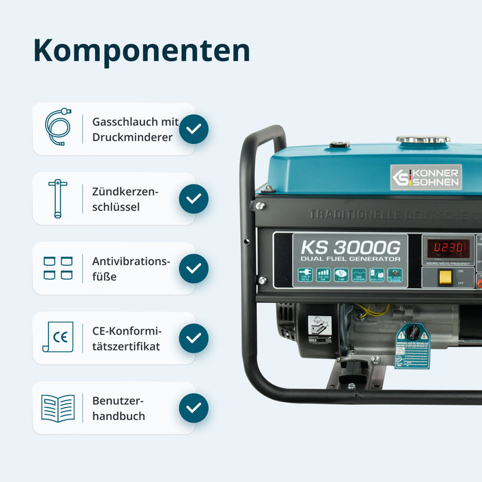 LPG/Benzin-Generator "Könner & Söhnen" KS 3000G