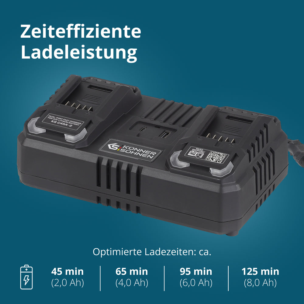 Doppel-Ladegerät für Akkubatterien 20 V KS C45A-2