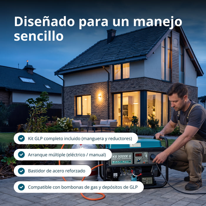 Generador híbrido de gasolina y gas "Könner & Söhnen" KS 5000E G