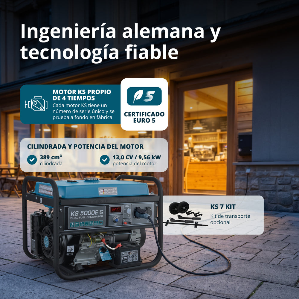 Generador híbrido de gasolina y gas "Könner & Söhnen" KS 5000E G