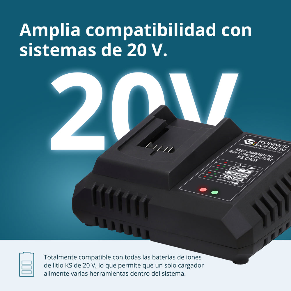 Cargador rápido para batería de litio de 20V KS C90A