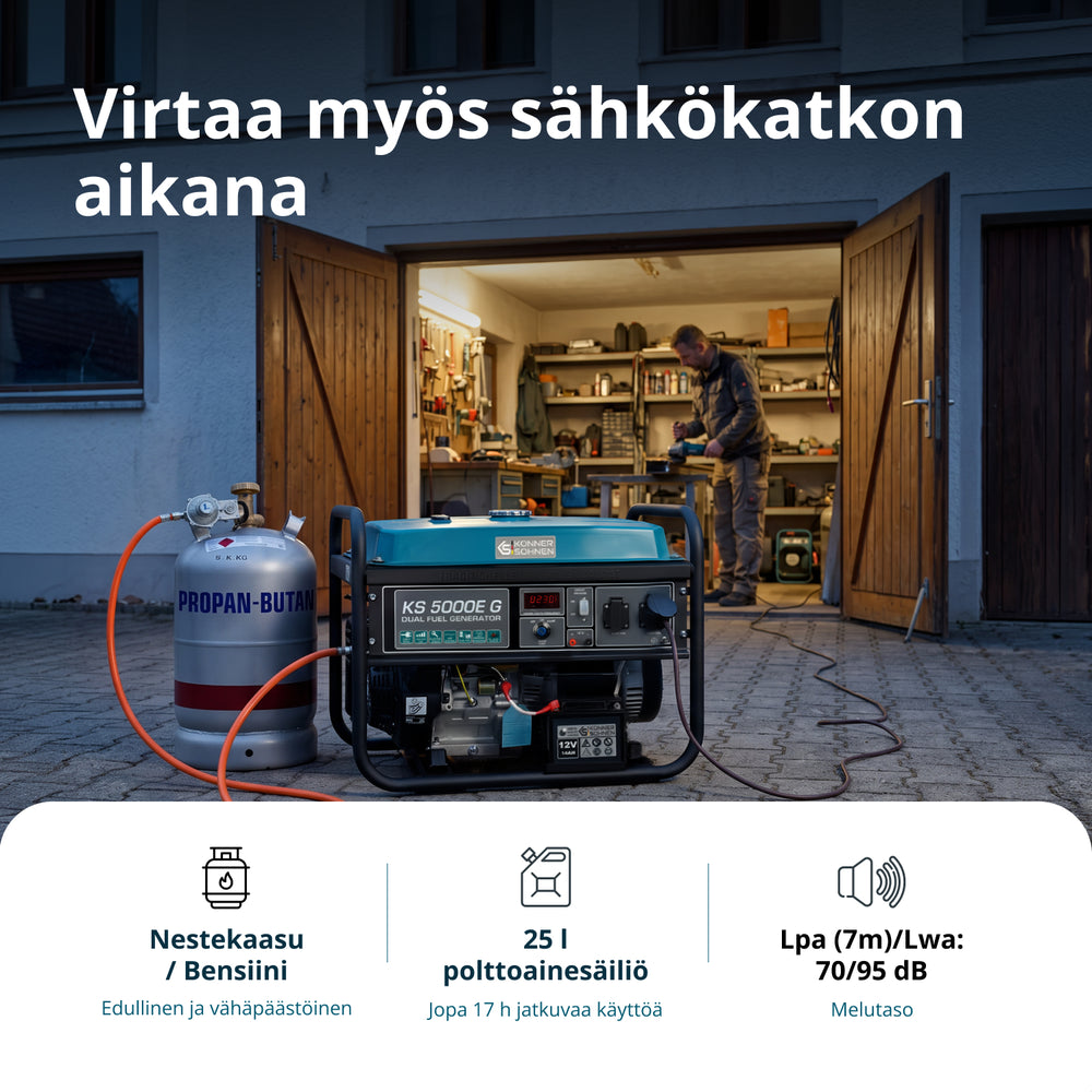 LPG/Bensiinigeneraattori 'Könner & Söhnen' KS 5000E G