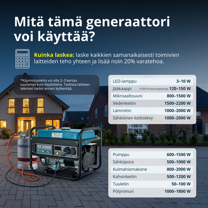 LPG/Bensiinigeneraattori 'Könner & Söhnen' KS 3000G