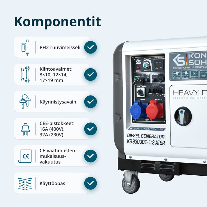Dieselgeneraattori "Könner & Söhnen" KS 9300DE-1/3 ATSR (EURO V)