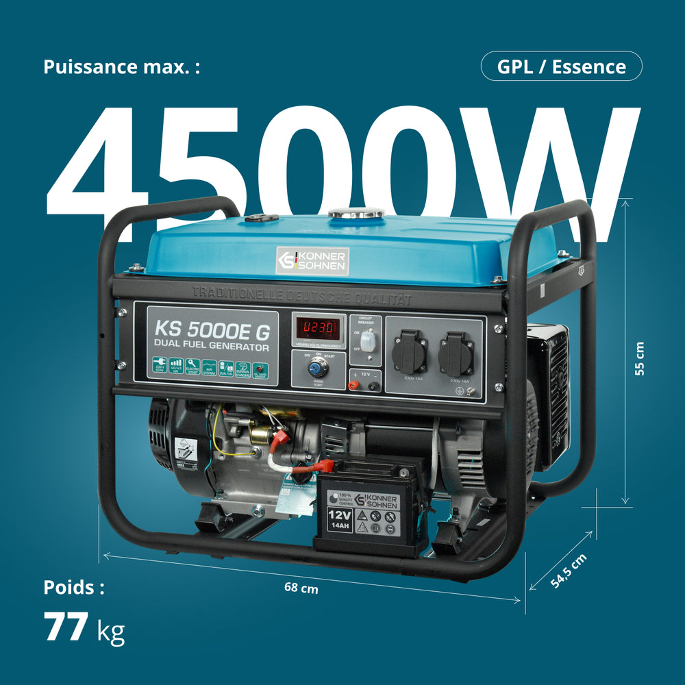 Groupe électrogène à essence/gaz "Könner & Söhnen" KS 5000E G