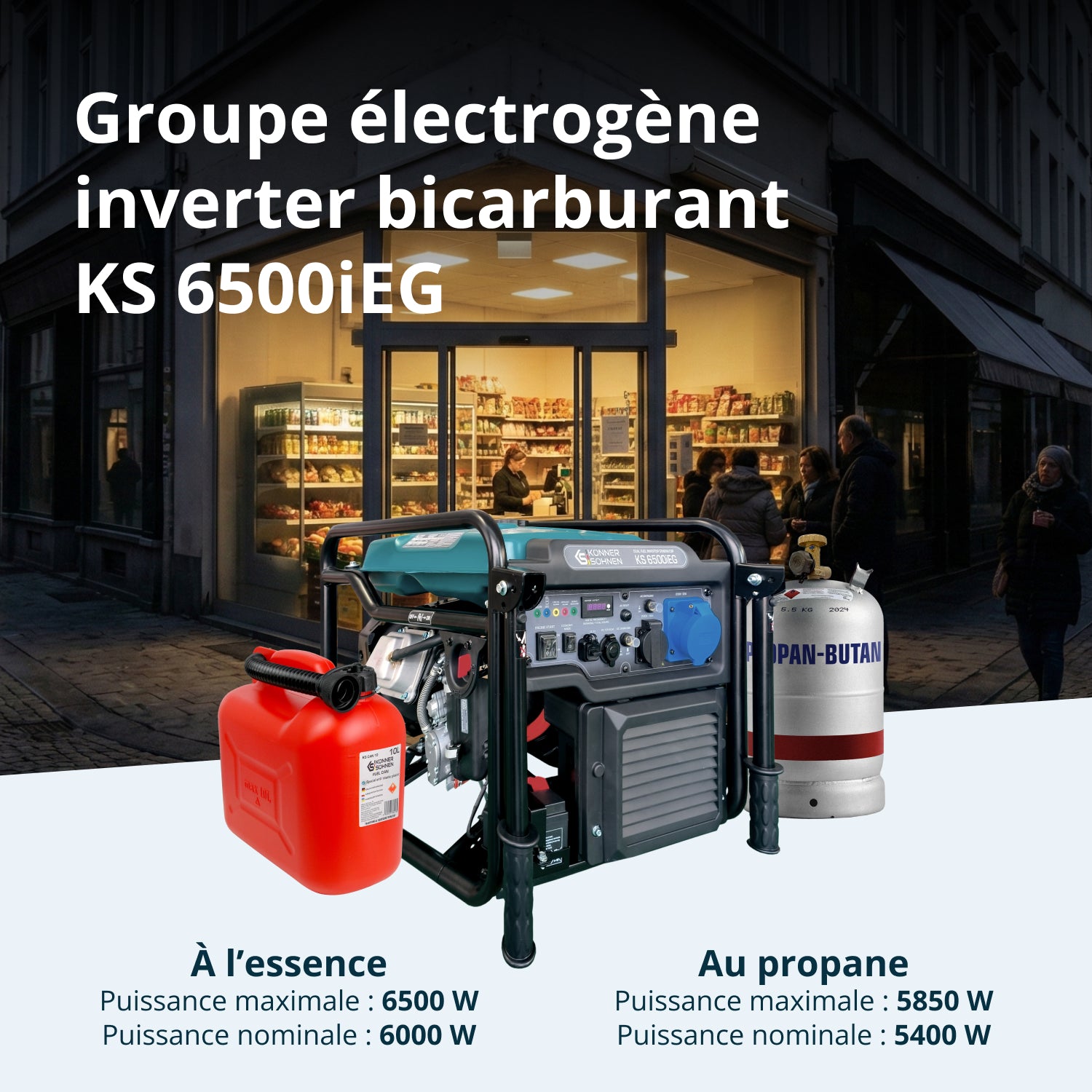Groupe électrogène Inverter KS 6500iEG (Essence/Gaz)