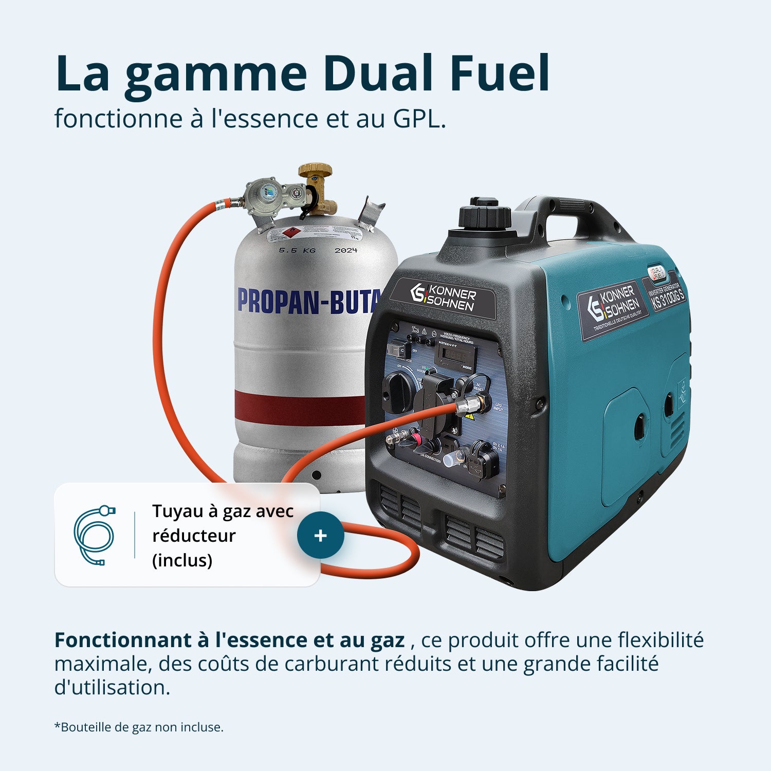 Groupe électrogène à essence-gaz de type inverter KS 3100iG S
