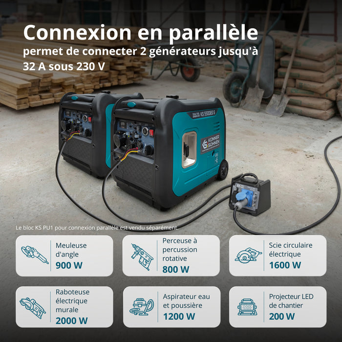 Groupe électrogène à essence-gaz de type inverter KS 5500iEG S