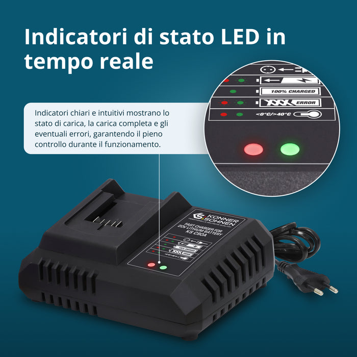 Caricabatterie Rapido per Batteria al Litio 20V KS C90A