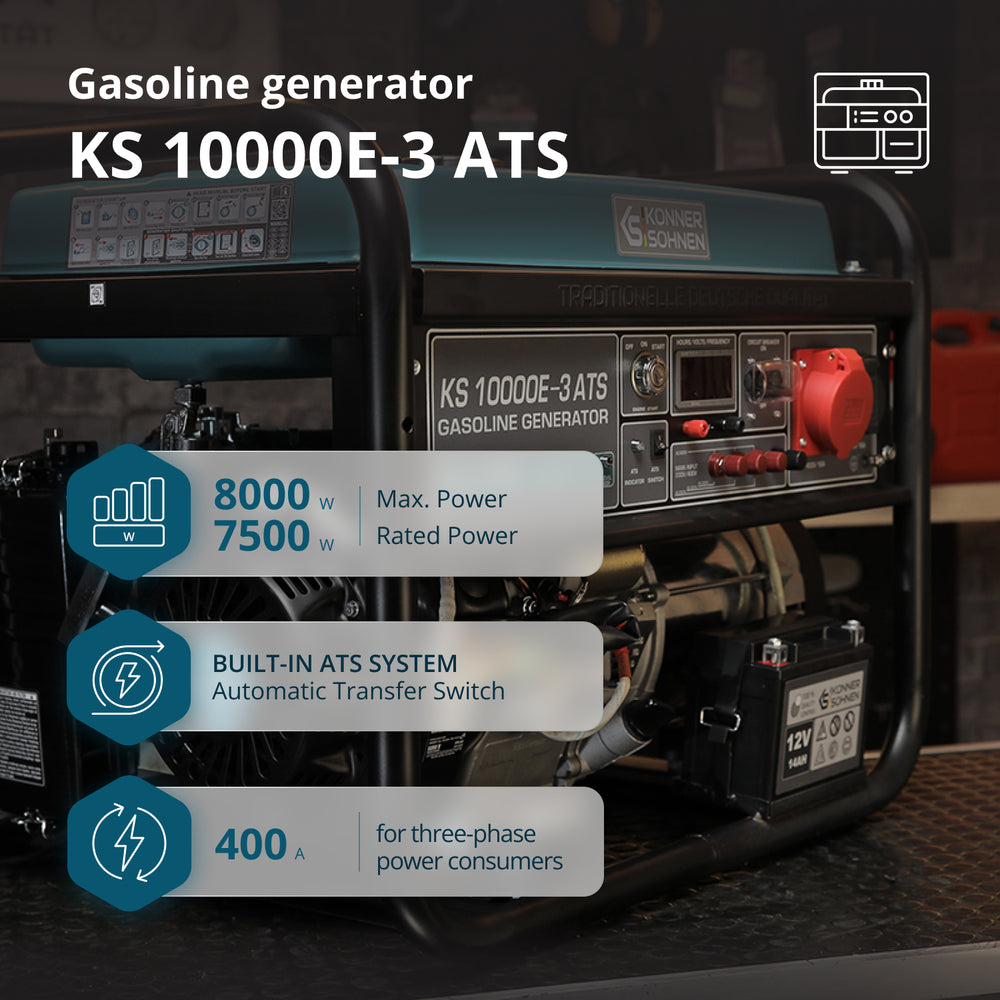 Benzingenerátor „Könner & Söhnen” KS 10000E-3 ATS