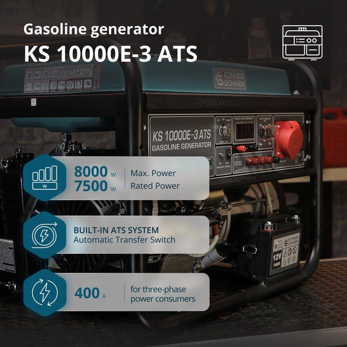Benzingenerátor „Könner & Söhnen” KS 10000E-3 ATS