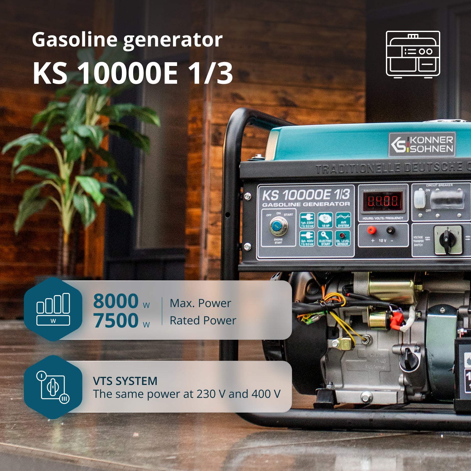 Gerador a gasolina "Könner & Söhnen" KS 10000E 1/3
