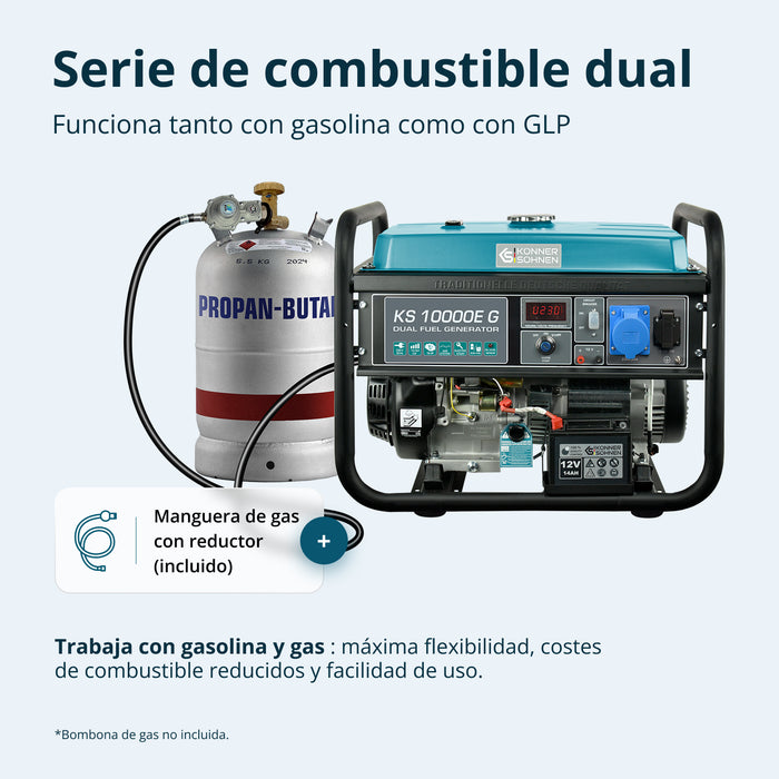 Generador híbrido de gasolina y gas "Könner & Söhnen" KS 10000E G